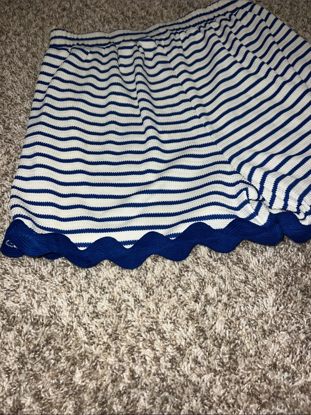 Entro Royal Blue & White Striped Elastic Shorts with Ric Rac Scalloped Hem CUTE! - Picture 8 of 11